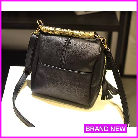 Vintage Boho Fringe Tassel Hobo Crossbody Bag PU Leather Adjustable Strap - Picture 5 of 7